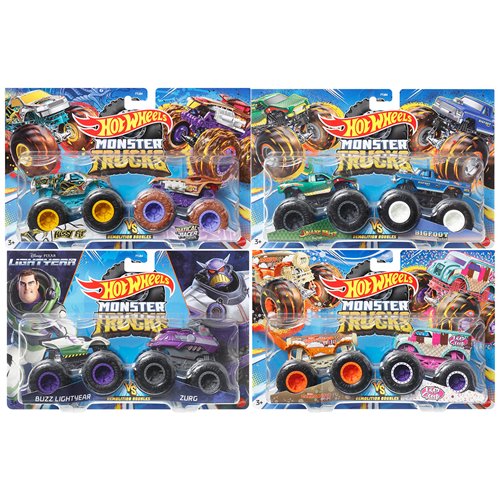 Hot Wheels Monster Trucks Demolition Doubles MOTOSAURUS vs. MEGA WREX 1:64  Scale Vehicle 2-Pack