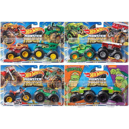 Hot Wheels Monster Trucks Plus Car Mix 1 2-Pack Case of 8