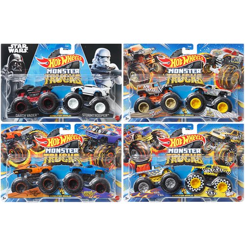 Hot Wheels Monster Trucks Plus Car Mix 1 2-Pack Case of 8