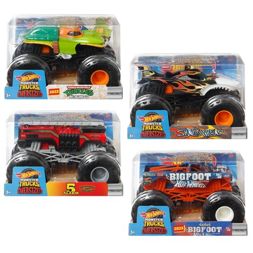 Hot Wheels Monster Trucks Tiger Shark die-cast 1:24 scale vehicle with  Giant Wheels for kids age 3 to 8 years old great gift toy trucks large  scales