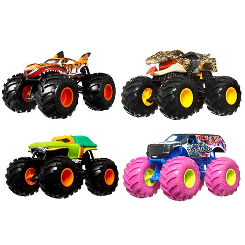 Hot Wheels Monster Trucks Tiger Shark die-cast 1:24 scale vehicle with  Giant Wheels for kids age 3 to 8 years old great gift toy trucks large  scales